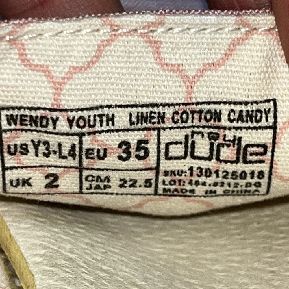 Hey Dude Girls Wendy Youth Linen Cotton Candy Slip-On Shoes Sz Y3-L4 Pink Casual